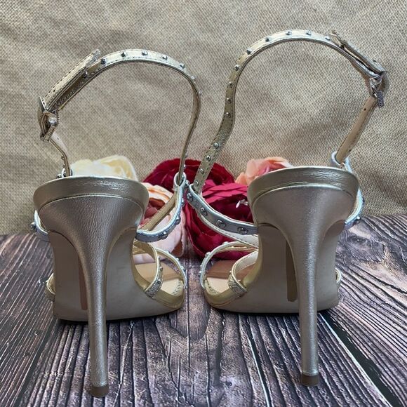 SAM EDELMAN Silver/Gold Leather Lennox Sandal 8M - Picture 5 of 11